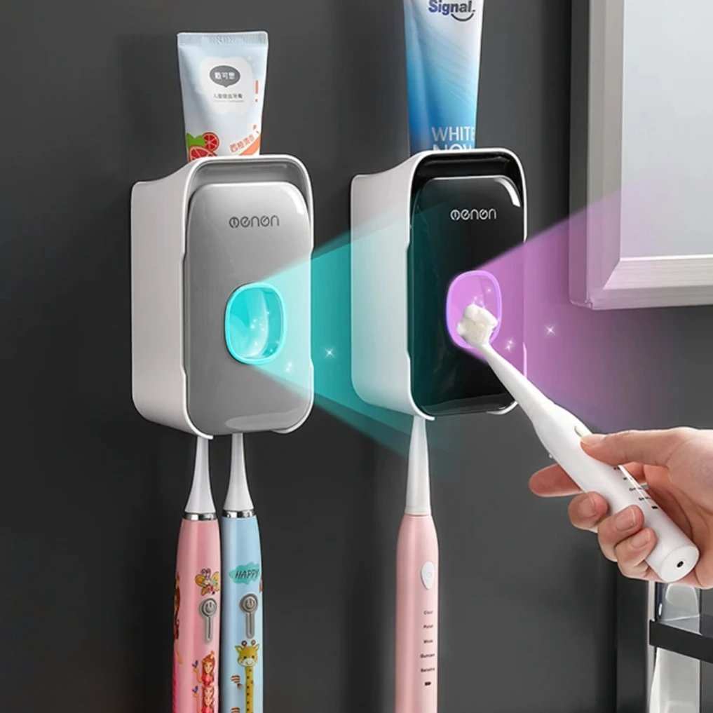 Porte-Brosse à Dents Mural avec Distributeur Automatique de Dentifrice