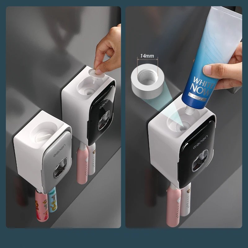 Porte-Brosse à Dents Mural avec Distributeur Automatique de Dentifrice